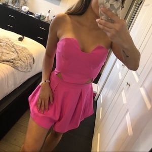 Pink crop top and shorts set